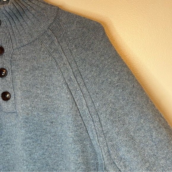 Banana Republic Mens Mock Neck Button Wool Blend Pullover Sweater Blue Sz M - Picture 5 of 13